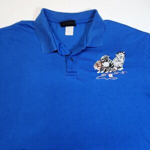Vintage 90s Cat Embroidered Polo Shirt Made in USA Heavyweight Knits XL XXL